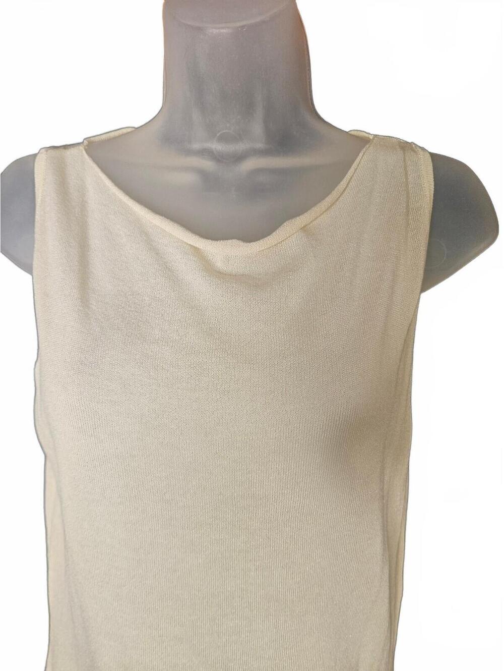 Gabrielle Union Sleeveless Cream Knit Midi Dress Large Semi Sheer Stretch - Picture 3 of 7